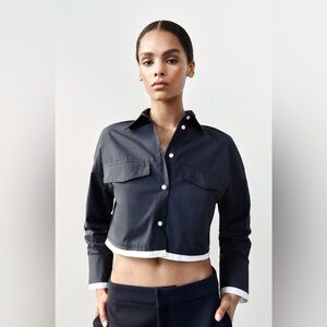 Zara Poplin Crop Shirt